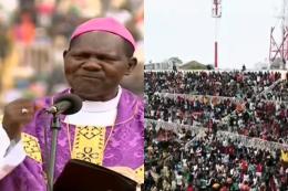 Collage photo of Bondo Bishop David Kodia  and Kenyans at Nyayo Stadium.